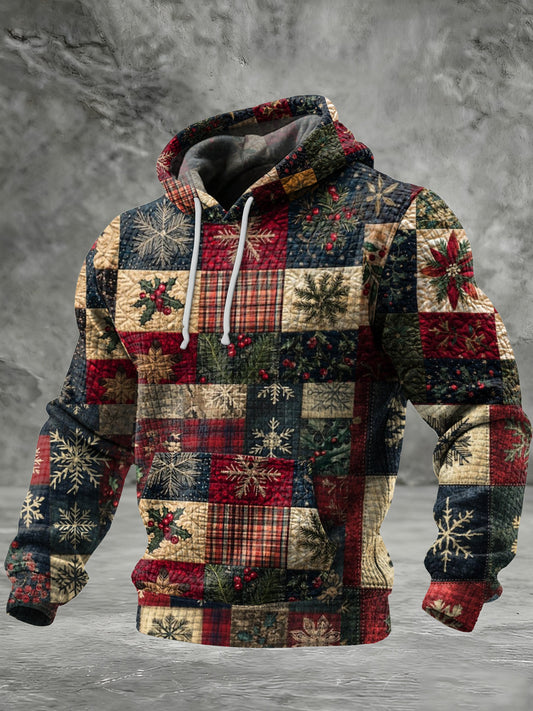 Men's Christmas plaid jacquard hoodie