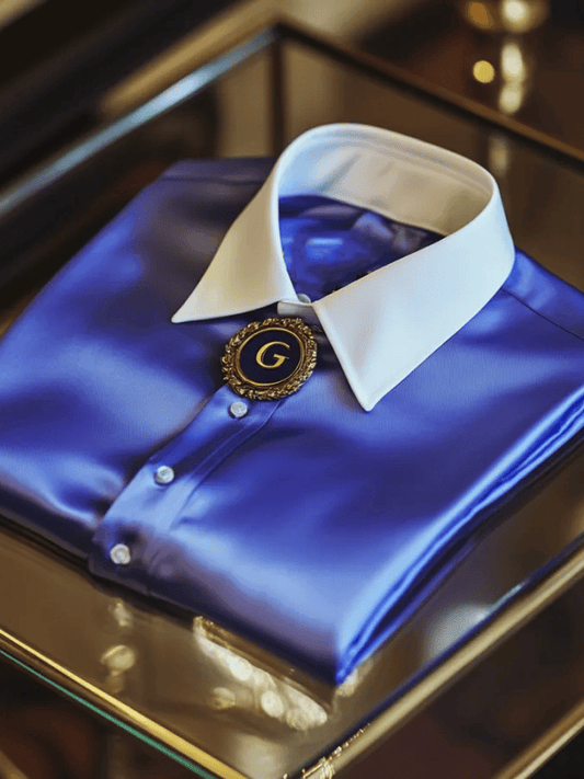 Satin Luxury Business Striped Long Sleeve Shirt (without tie, tie clip and brooch)