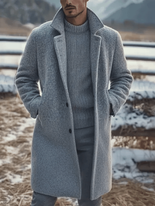 Men's Vintage Wool Lapel Collar Mid-Length Coat Jacket