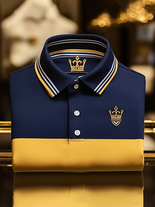 Men's Business Casual Logo Button Short Sleeve Polo Shirt