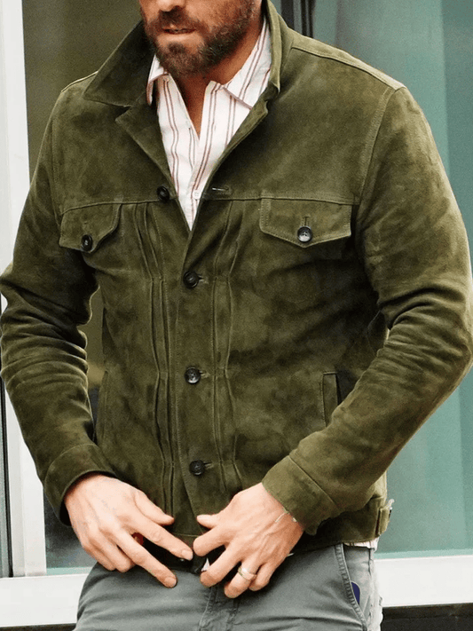 Men's Outdoor Vintage Lapel Pocket Leather Jacket
