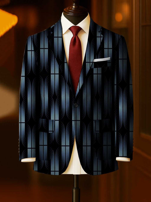 Men's Business Casual Large Pocket Print Blazers