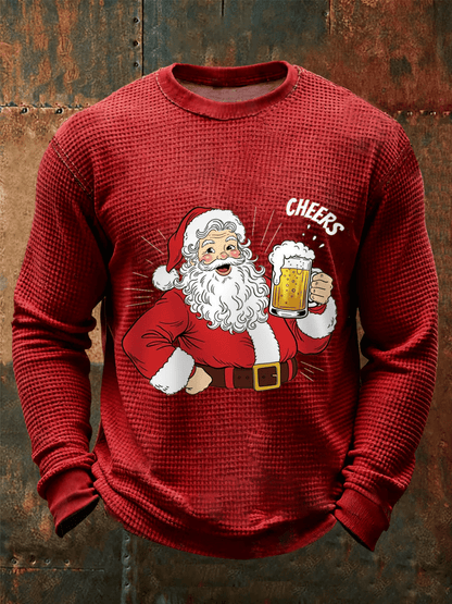 Men's Merry Christmas Santa Claus Printed Casual Long-Sleeved Top
