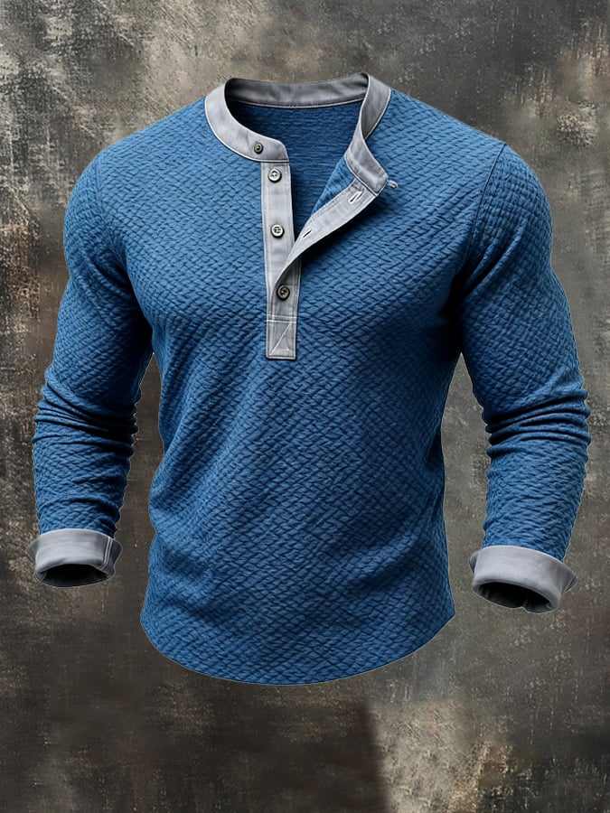 Men's Vintage Colorblock Comfort Henley T-Shirt