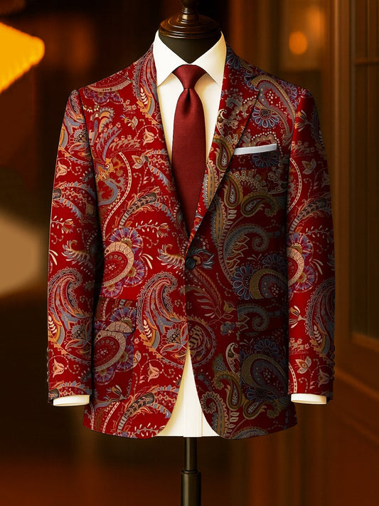 Men's Business Casual Large Pocket Print Blazers