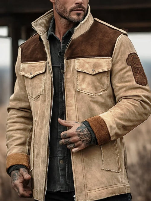 Men's Vintage Classic Distressed Casual Pocket Jacket