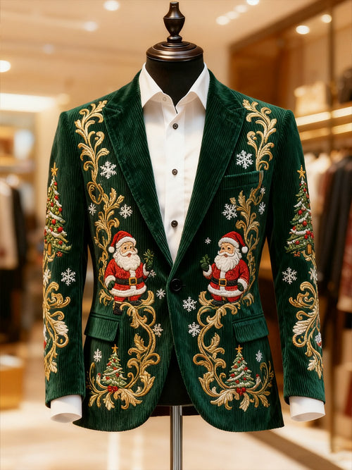 Men's Vintage Casual Christmas Party Corduroy Blazer