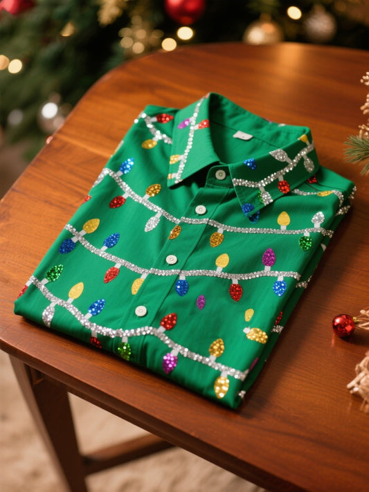 Men's Casual Christmas Long Sleeve Shirt