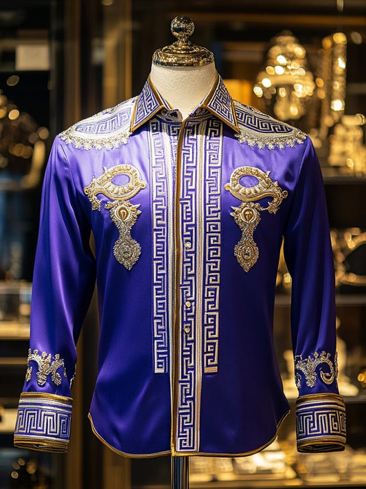 Men's Satin Luxe Long Sleeve Button Down Shirt