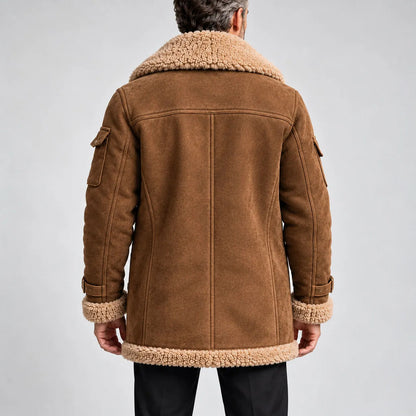 Men's Thickened Suede-Like Fleece Jacket with Integrated Faux Fur