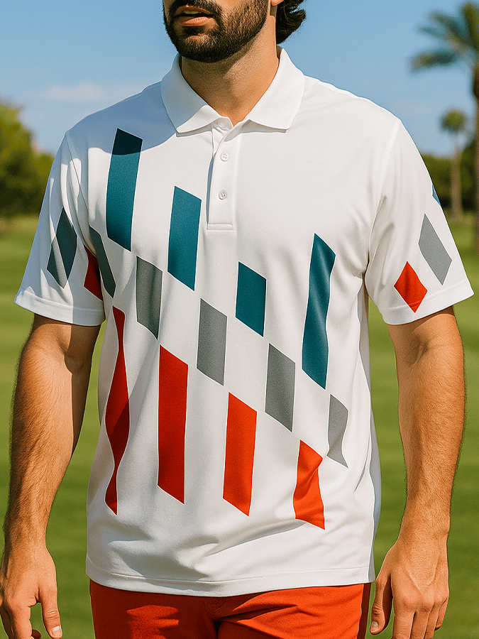 Men's basic daily casual stitching sports contrast color short-sleeved