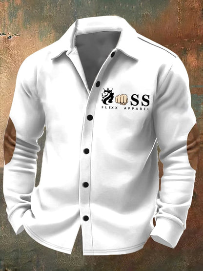 Men's Vintage Letter Design Printed Button Jacket