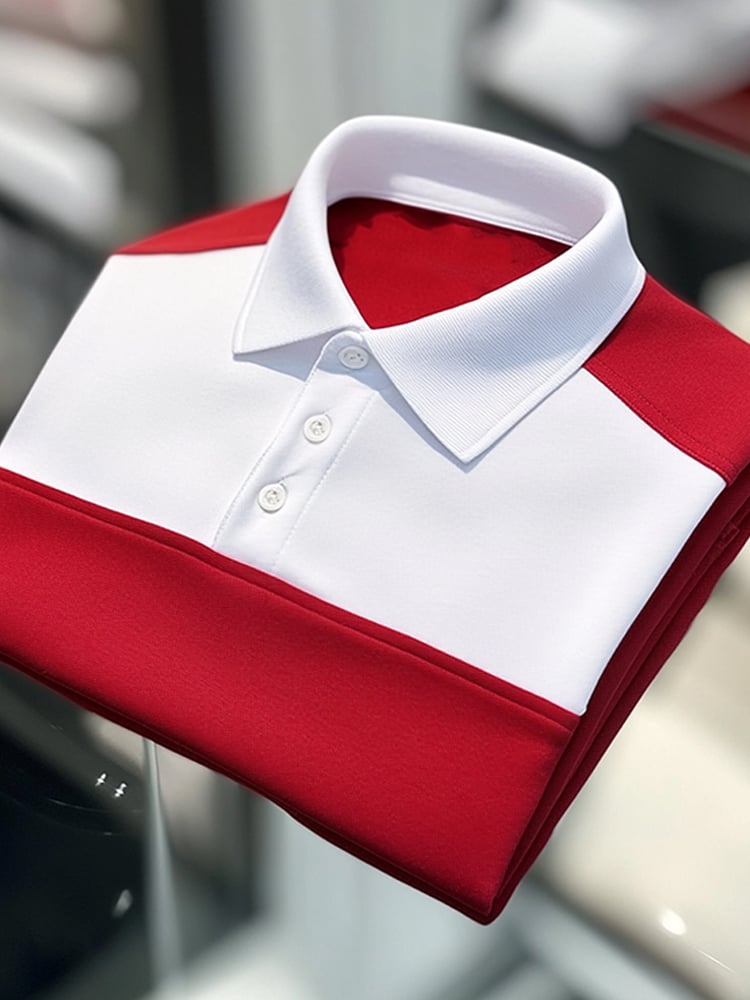 Men's Business Casual Button Short Sleeve Polo Shirt