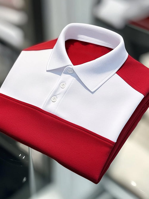 Men's Business Casual Button Short Sleeve Polo Shirt