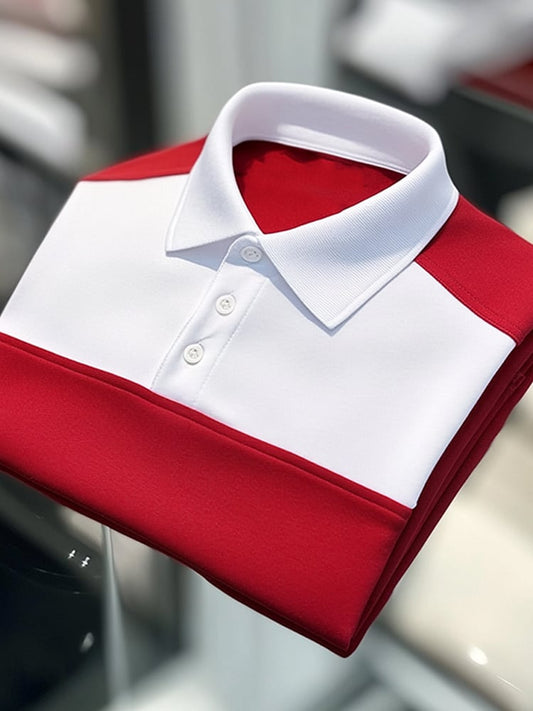 Men's Business Casual Button Short Sleeve Polo Shirt