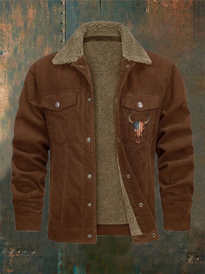 Men's Vintage Flannel Collar Pocket Outdoor Jacket