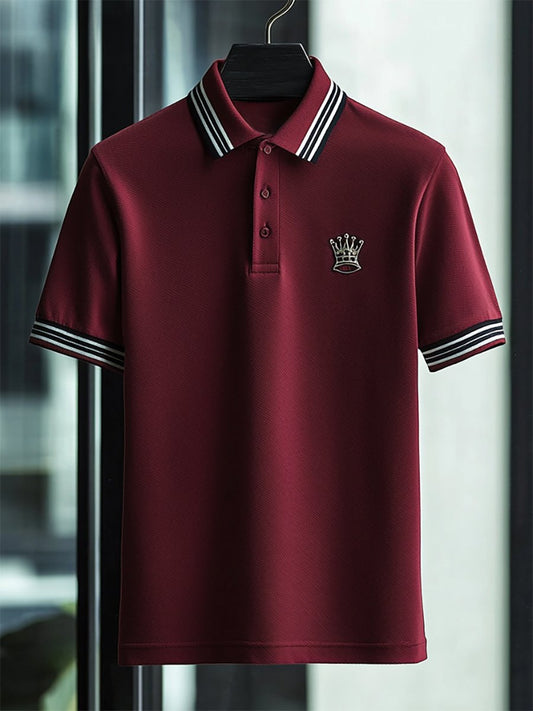 Men's Business Casual Button Short Sleeve Polo Shirt