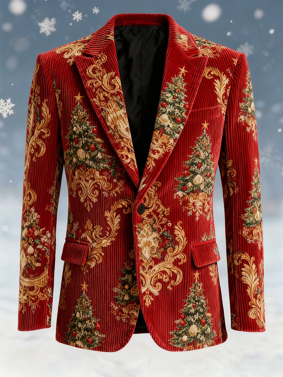 Men's Vintage Casual Christmas Party Corduroy Blazer