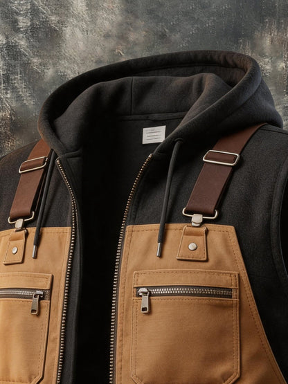 Men's Vintage Outdoor Multi-Pocket Multifunctional Hooded Utility Vest