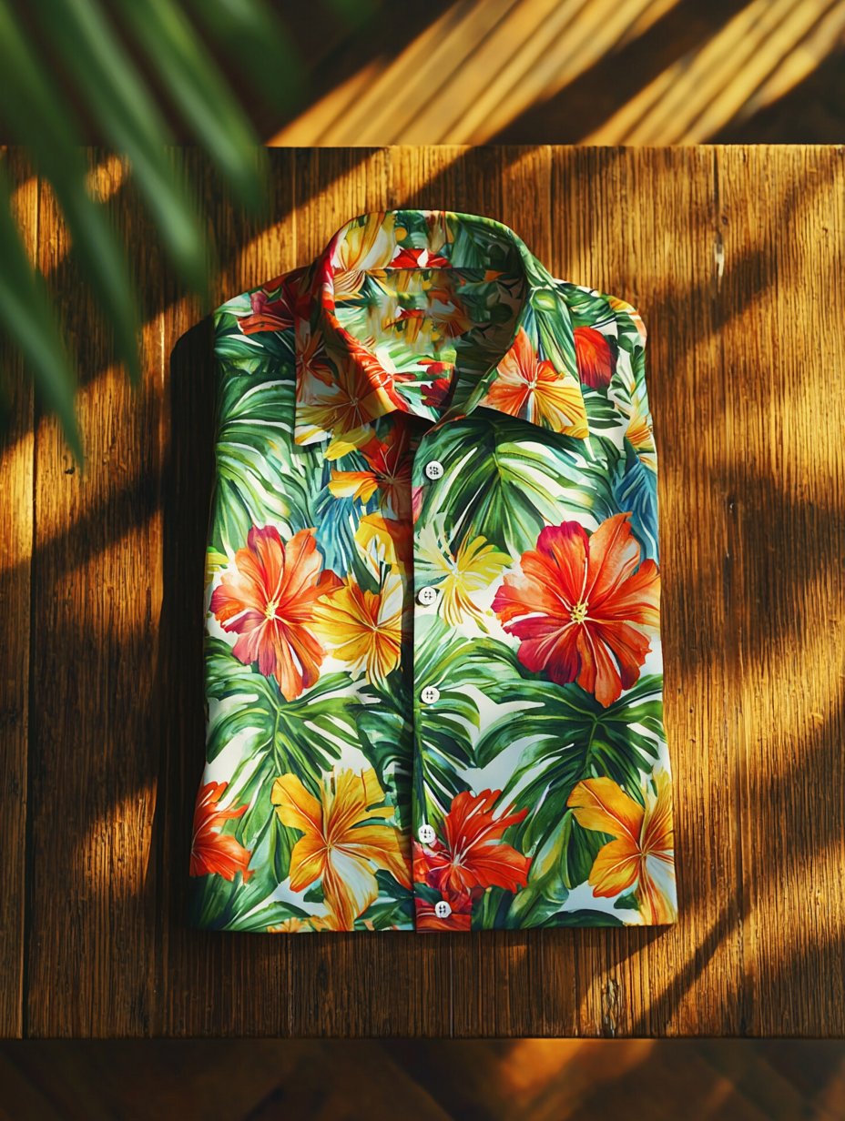 Men's Lapel Hawaiian Retro Casual Vacation Short Sleeve Shirt