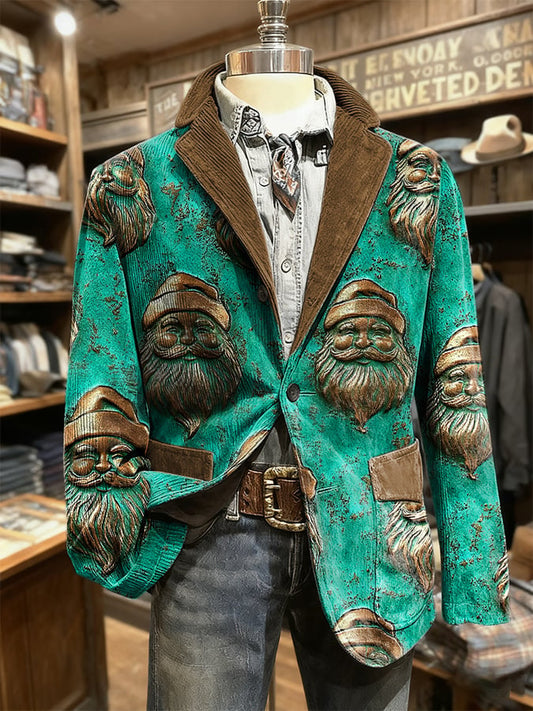 Men's Retro Christmas Art Print Casual Blazer