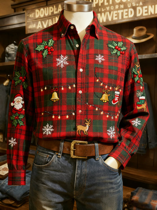 Men's Casual Christmas Long Sleeve Shirt