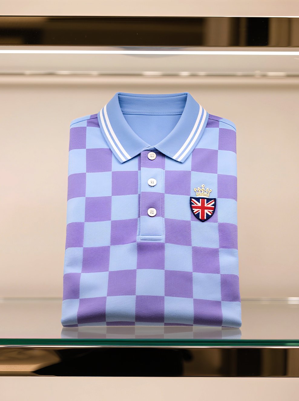 Men's Business Casual Union Jack Button Short Sleeve Polo Shirt