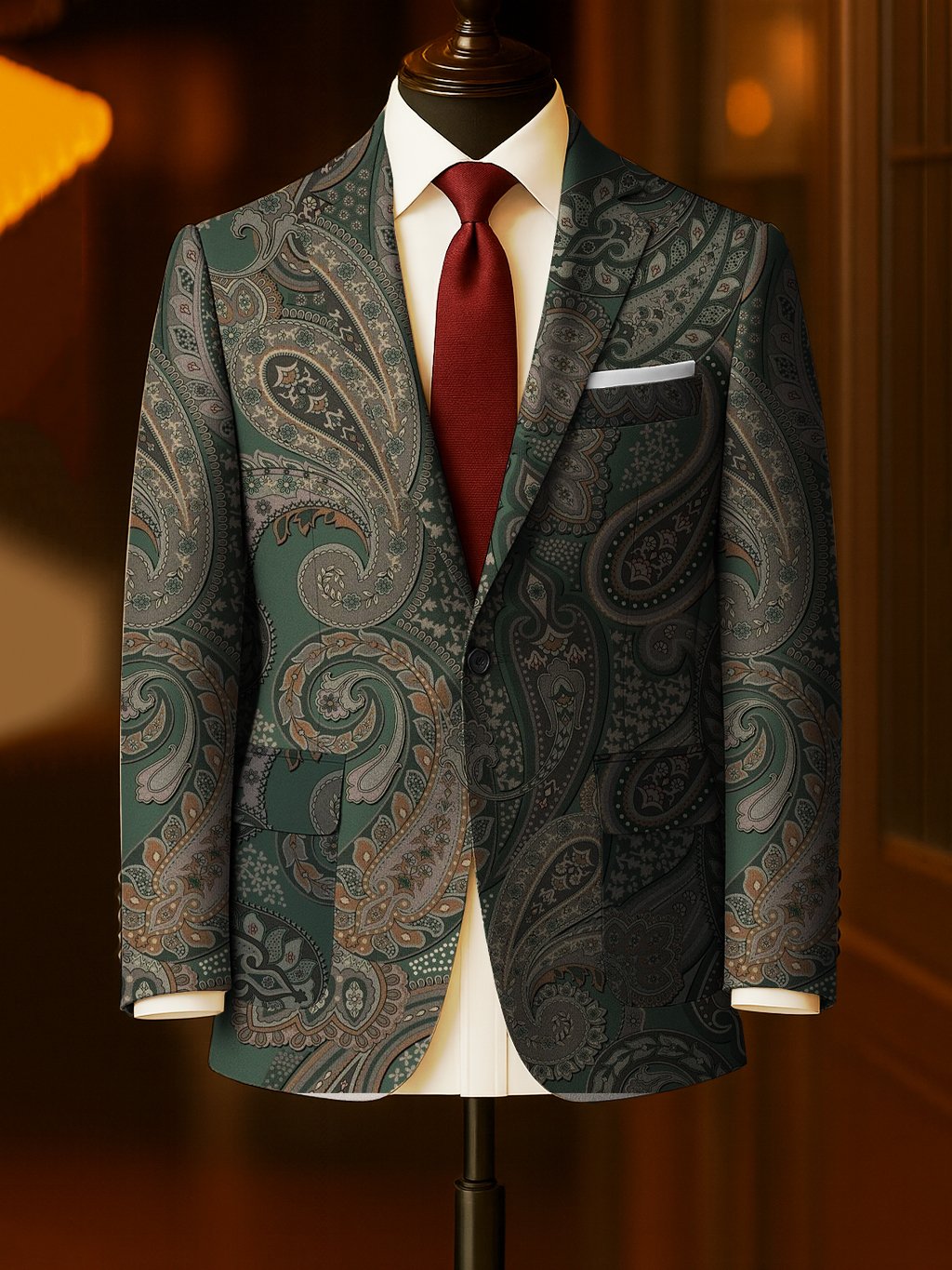 Men's Business Casual Large Pocket Print Blazers