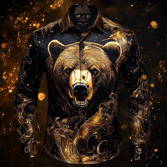 Men's Luxury Long-sleeved Shirt with Beast Print
