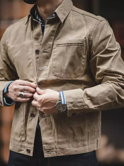 Men's Western Outdoor Vintage Multi-Pocket Jacket