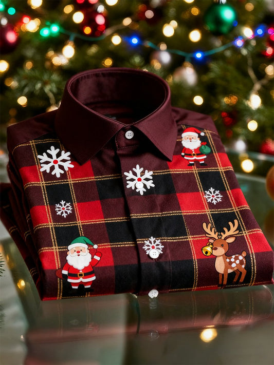 Men's  Christmas Long Sleeve Button-Down Shirt