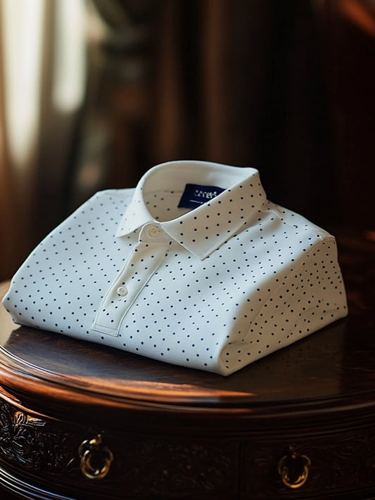 Men's Business Polka Dots Casual Button Short Sleeve Polo Shirt