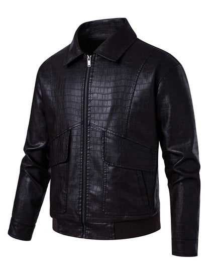 Men'S Lapel Loose Casual Motorcycle Leather Jacket