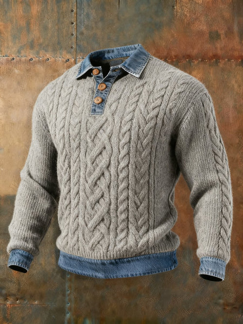 Men's textured paneled knit top