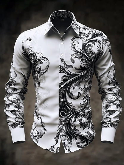 Men's Casual Vintage Black Pattern Shirt