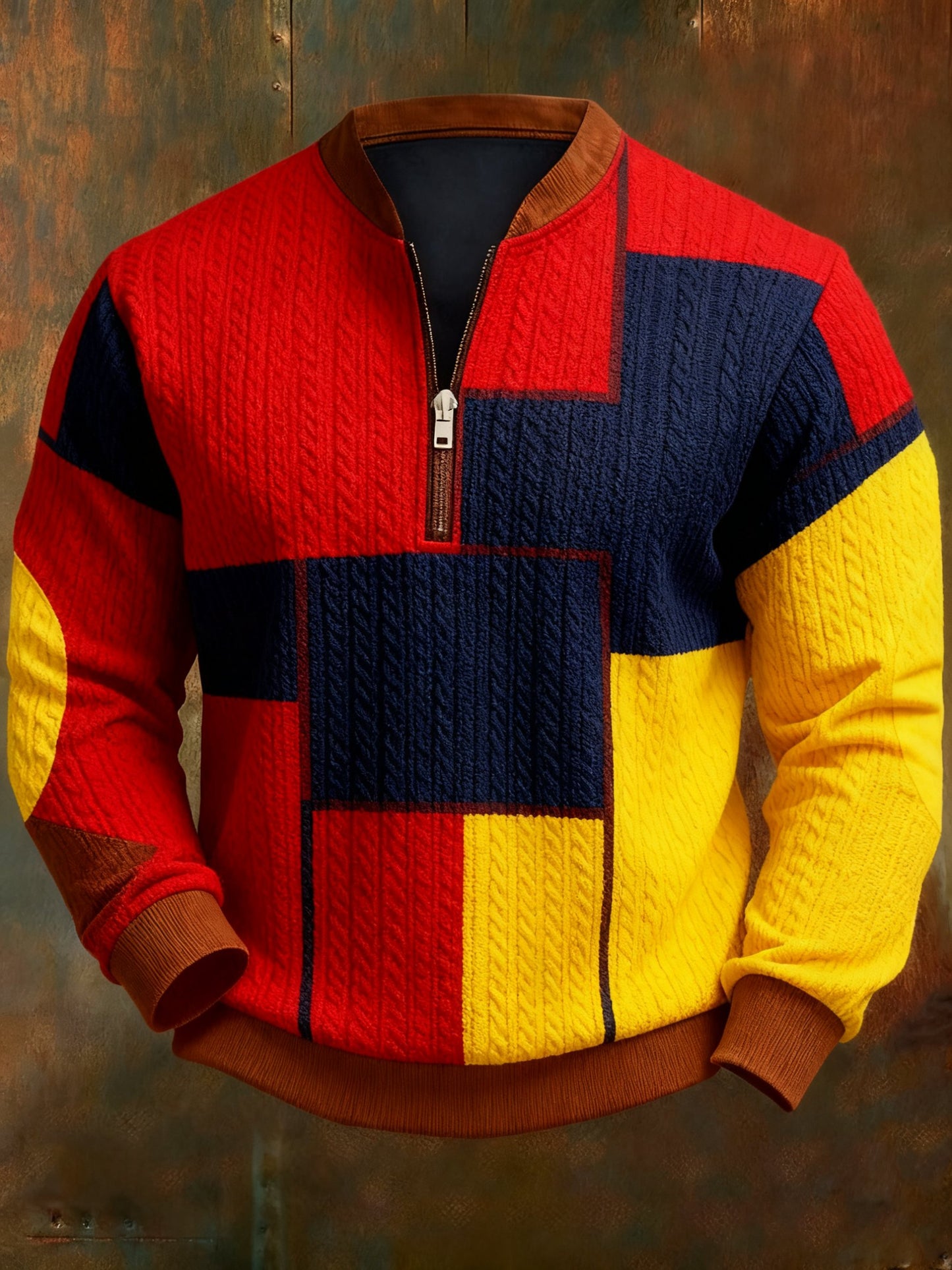 Men's Casual Geometric Color Block Print Sweatshirt