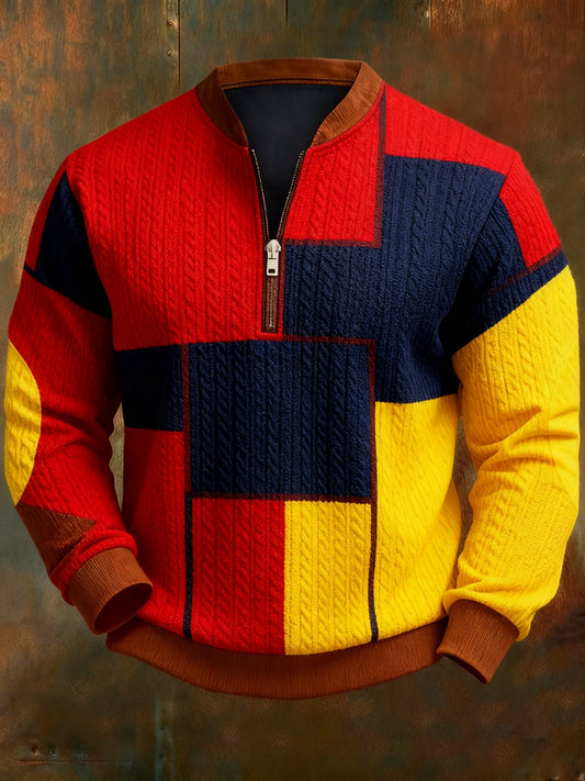 Men's Casual Geometric Color Block Print Sweatshirt