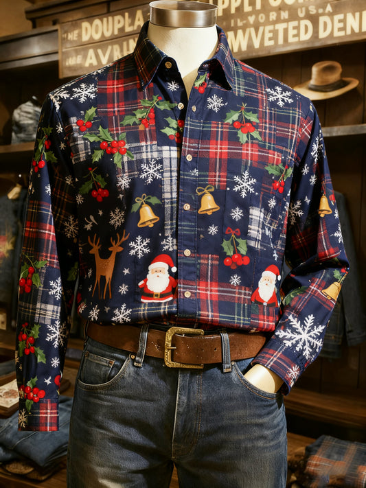 Men's Casual Christmas Long Sleeve Shirt