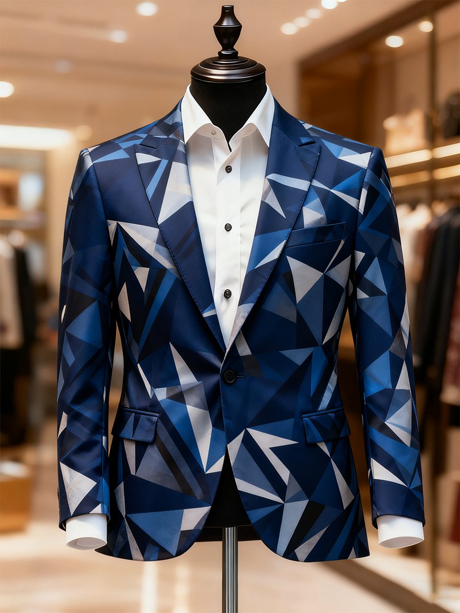 Men's Business Casual Geometric Suit Outerwear