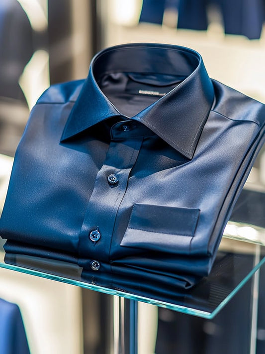 Men's Business Casual Solid Color Lapel Short Sleeve Shirt