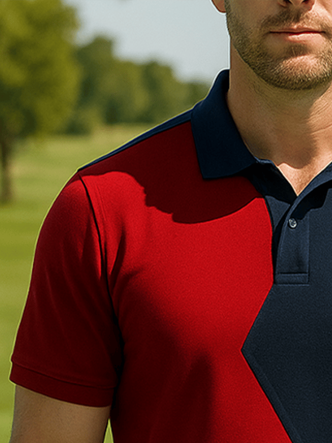 Men's basic daily casual stitching sports contrast color short-sleeved