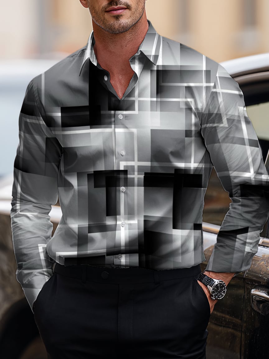 Men's Business Casual Art Button Short Sleeve Long Sleeve Shirt