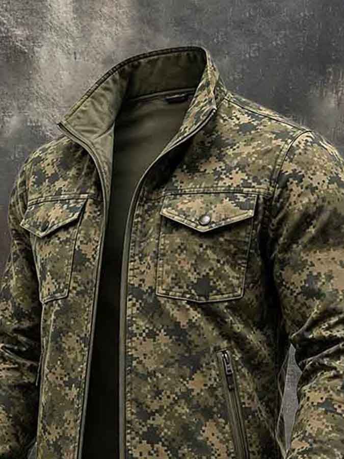Men's Vintage Cotton Camouflage Utility Jacket
