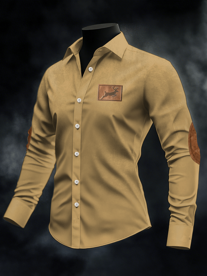 Men's Retro Elk Print Casual Shirt