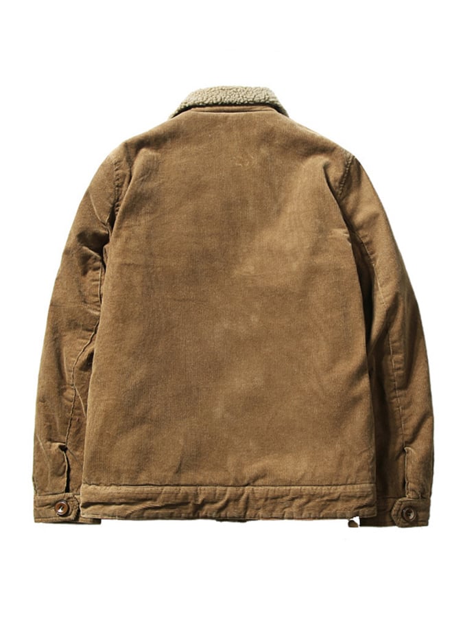 Men's Vintage Thick Warm Lambswool Lapel Corduroy Jacket