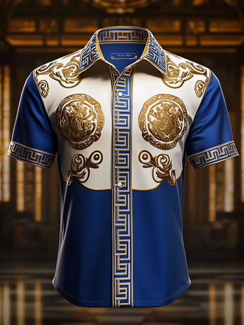 Men's Satin Luxe Print Short Sleeve Button Shirt