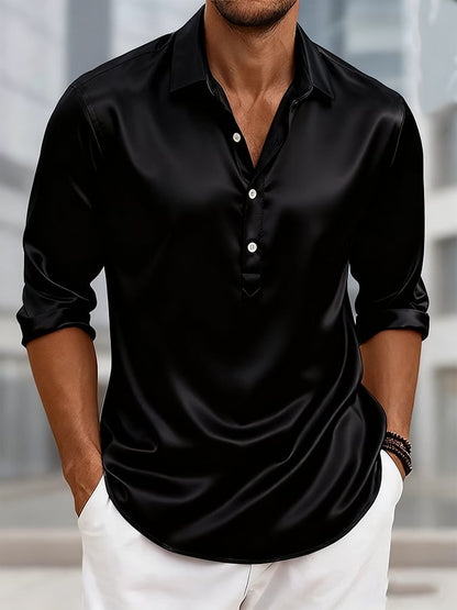 Men's Business Luxury Long Sleeve Lapel Button Down Casual Shirt