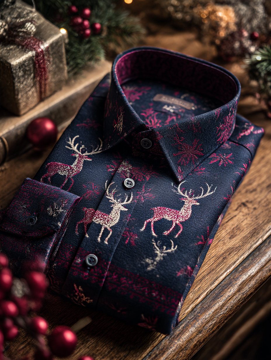 Men's Luxury Christmas Party Long Sleeve Button-Down Shirt