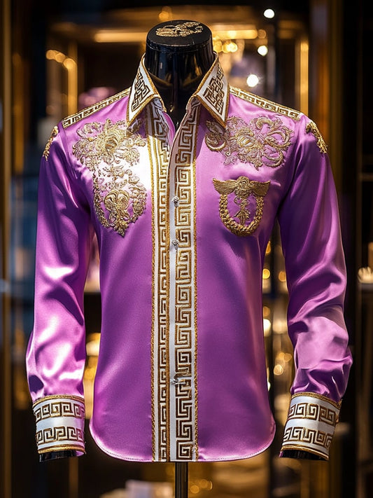 Men's Satin Luxe Long Sleeve Button Down Shirt