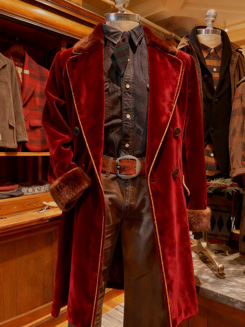 Men's Vintage Christmas Warm Casual Double-breasted Long Wool Overcoat